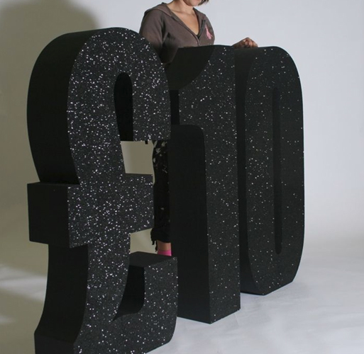 glitter polystyrene letters